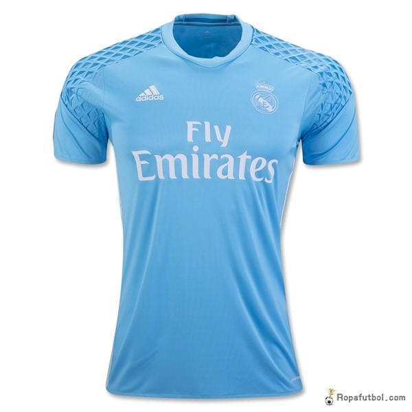 Camiseta Real Madrid Replica Primera Ropa Portero 2016/17 Azul